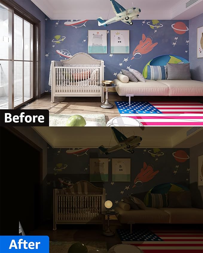 Sumobaby Blackout Curtains for Bedroom Portable 52"x63",No Drill Blackout Shades with Upgraded Hook&Loop Tapes,100% Black Out Window Cover,Thermal Insulated Blinds for Bedroom,Nursery(1 Panel,Black)