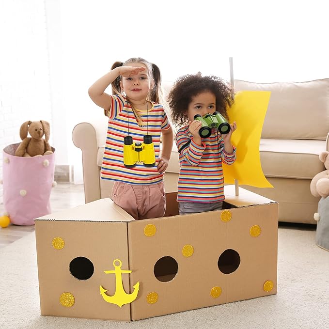 Deekin 16 Toy Binoculars for Kids with Neck String Learning Novelty Binocular Bulk Jungle Safari Hunting Party Favor for Explorer Gifts Bird Watching Camping Hunting, 4.3 x 4.1 Inch(Multicolor)