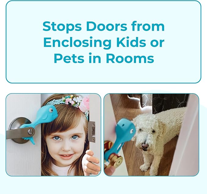 Baby Proofing Door Stopper, Door Pinch Guards Protect Child Fingers & PET Tails. Baby Safety Finger Protectors Prevent Pinch Injuries – Kids and Adults Love Whale Pinch Guard (Blue)