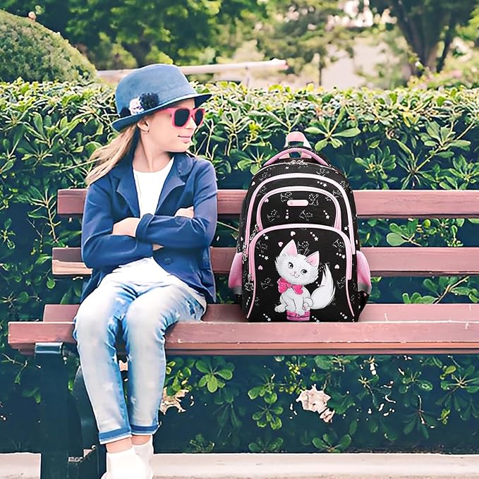Cusangel Backpack for Girls Boys School Bookbags Kindergarten Elementary Lightweight Waterproof Multifunctional Large Capacity for Backpack (16 inch cat Fun Prints)