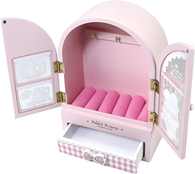 jewelry box for girls Pink Cute bunny girls jewelry box Little girl birthday christmas Gift kids jewelry box