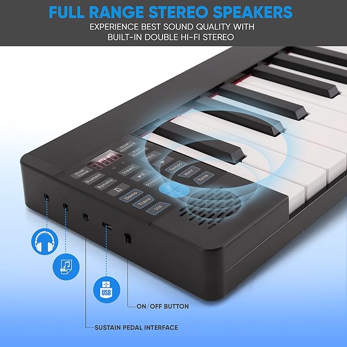 Pyle 88-Key Electric Piano Keyboard – Full Sized Bluetooth Enabled Keyboard with 28 Rhythms & Tones, Built-In Speaker, Sustain Pedal, Piano Bag, Portable Design, Ideal for Beginners and Professionals