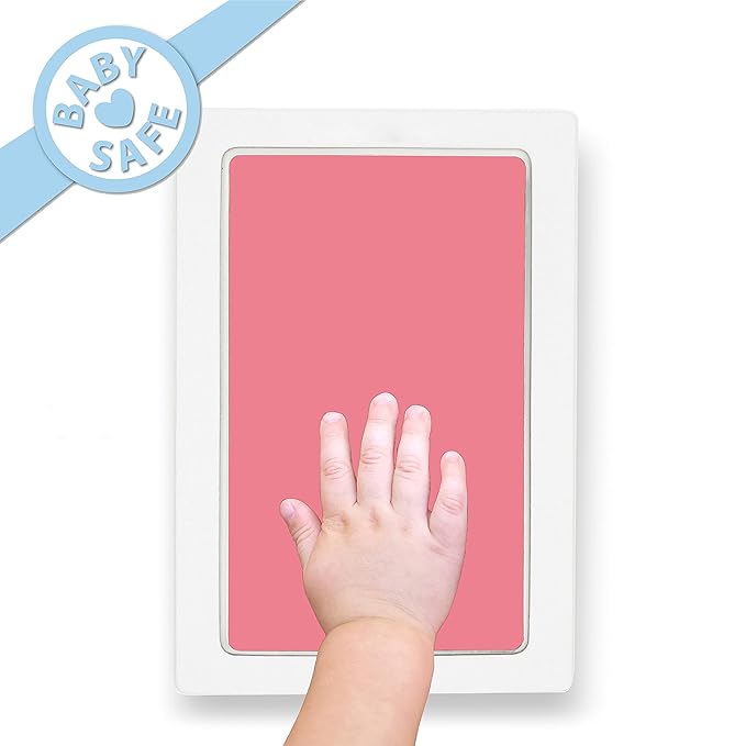 Extra Large Clean Touch Ink Pad for Baby Handprints and Footprints – Inkless Infant Hand & Foot Stamp – Safe for Babies, Doesn’t Touch Skin – Perfect Family Memory or Gift by Tiny Gifts, Pink