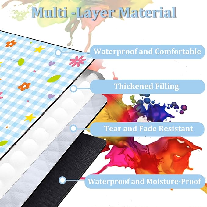Extra Large Picnic Blanket Waterproof,80"x 80"Foldable Machine Washable Beach Blankets,Outdoor Blanket for 6-8 Adults,Picnic Mat Suitable for Indoor Crawling,Park Beach,Camping,Hiking,Travel( Flower)