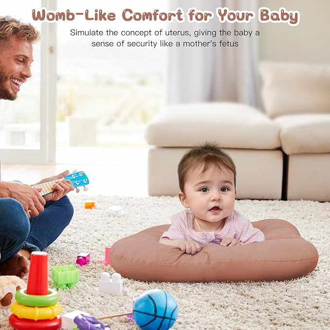 Baby Lounger for Newborn, Bionic Design Baby Lounger, Soft Organic Cotton Breathable Lounger for Infants 0-18 Months (Brown)