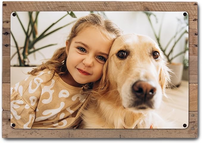 MUNDAZE Custom Portrait Metal Print on Reclaimed Wood Pallet Frame – Personalized Family Photo Gift – Glossy Aluminum Wall Art Keepsake – Made and Shipped in USA (16 x 12)