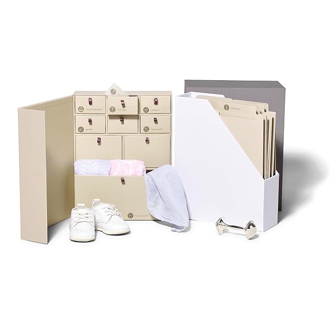 Savor | The Original Deluxe Baby Keepsake Box | Fabric Bound Acid-Free Modern Gender-Neutral Newborn Keepsake and Memory Organizer with Labels |for Pregnancy, Mother’s Day, Baby Shower, New Baby