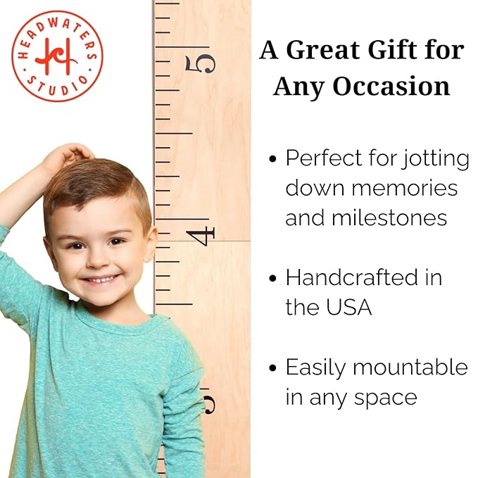 Wooden Growth Chart – Kids Height Chart, Wall Measurement for Kids, Height Chart for Wall, Growth Ruler for Children – Natural Ruler (63"x6.7")