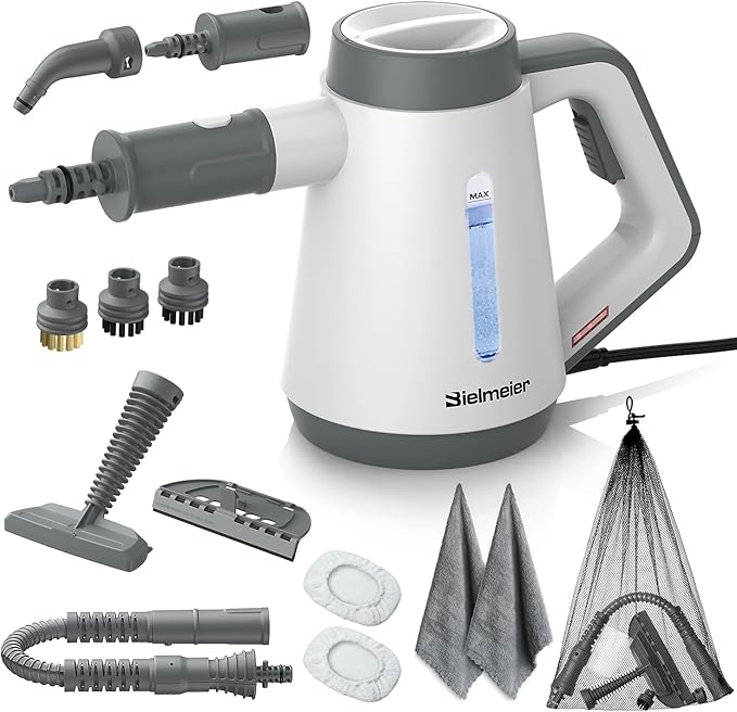 Handheld Pressurized Steam Cleaner - 15s Quick Start, Multi-Functional for Home, Kitchen, Bathroom, 8 Attachments, Chemical-Free, Safe & Efficient Cleaning Solution