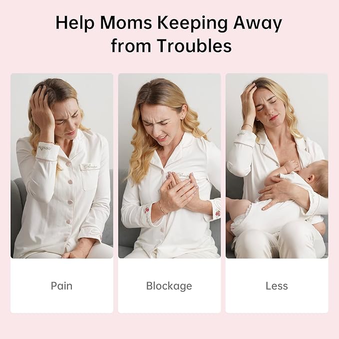 TSRETE Breast Pump, Double Wearable Breast Pump, Electric Hands-Free Breast Pumps with 2 Modes, 9 Levels, LCD Display, Memory Function Rechargeable Double Milk Extractor-27mm Flange, Pink