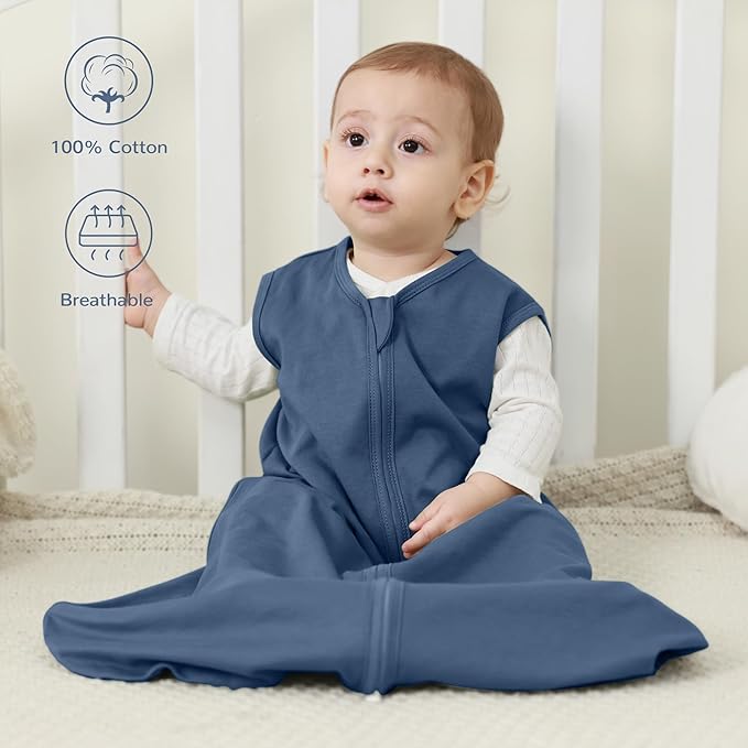 JELLYMONI Baby Sleep Sack 18-24 Months 100% Cotton Wearable Blanket, 0.5 TOG Soft Lightweight Toddler Sleeping Sack 3 Pack 2-Way Zipper Newborn Sleep Sacks