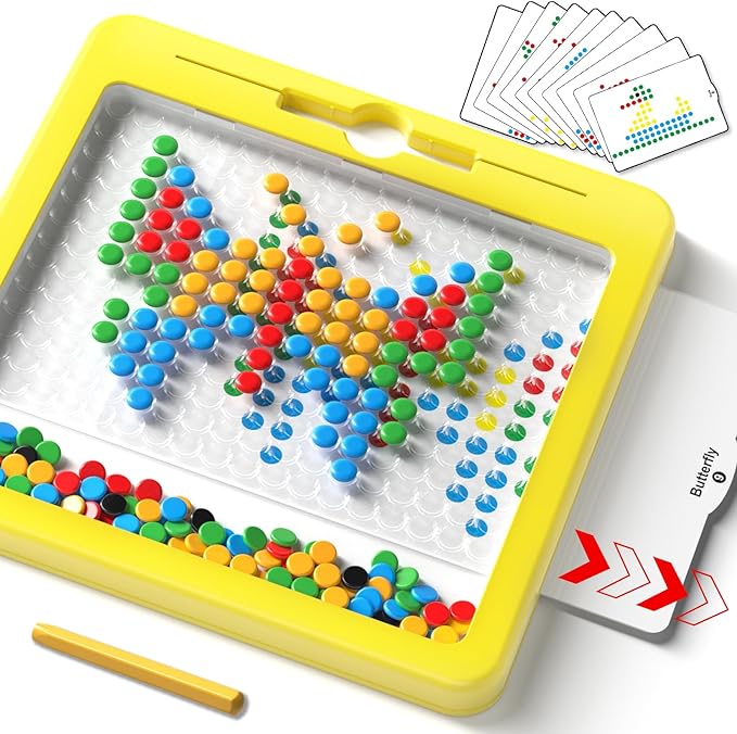 Large Magnetic Dots Board for Kids, Magnetic Drawing Board for Toddlers, Magnetic Dot Art with Magnetic Pen, Montessori Preschool Education Travel Toys for Kids Boys Girls Age 2 3 4 5 6 7 Years Old