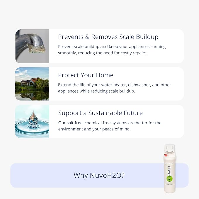 NuvoH2O CitraCharge Pro Spot-Free Dishwasher System – Citrus-Based, Eco-Friendly Water Softener – Reduces Scale – Quick-Connect Install – Protects Dishwashers & Appliances