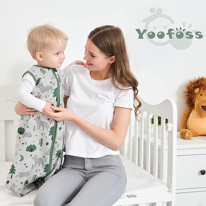 Yoofoss Baby Sleep Sack 6-12 Months Baby Wearable Blanket 100% Organic Cotton 2-Way Zipper Toddler Sleeping Sack, 3 Pack Soft Lightweight Sleep Sacks for Babies