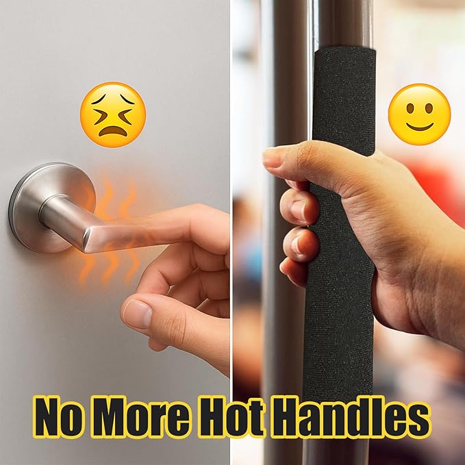 5PCS Commercial Door Handle Covers - Heat-Resistant Neoprene Sleeves with Hook & Loop Closure, Universal Fit for Business/Office/Store Doors