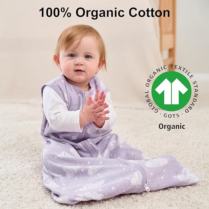 Yoofoss Baby Sleep Sack 12-18 Months Baby Wearable Blanket 100% Cotton 2-Way Zipper TOG 0.5 Toddler Sleeping Sack 3 Pack, Lightweight Sleep Sacks for Babies(Large)