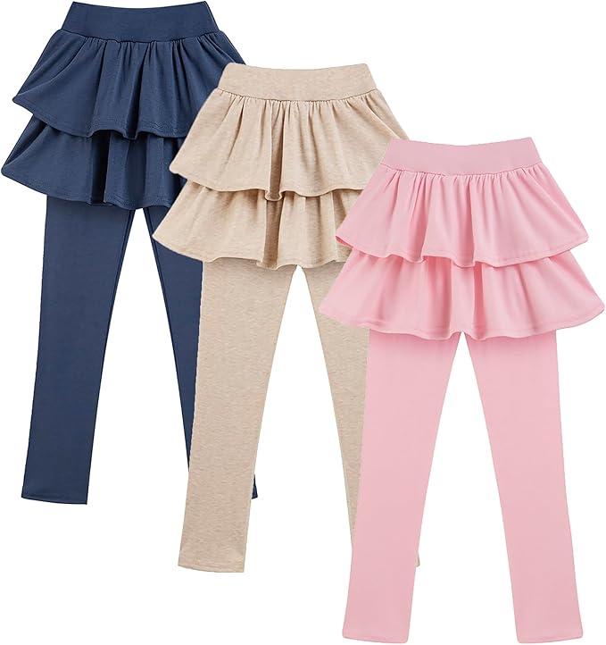 Girls School Uniform Pants Leggings with Skirts Stretch Warm Jegging 4-12 Years
