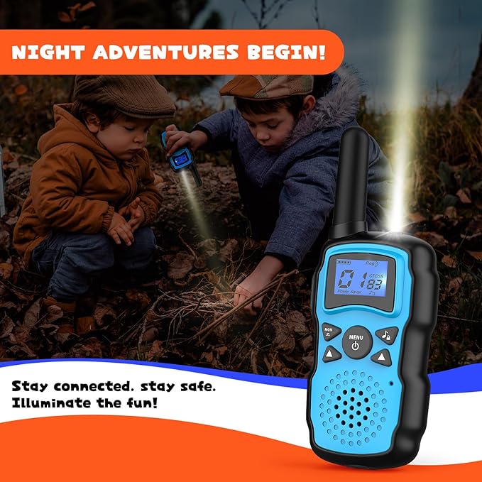 Wishouse Walkie Talkies for Kids Rechargeable Long Range,4 5 6 7 8 Year Old Boy Girl Birthday Gift,Camping Games Cool Toys Ideas for Children with 6000mAh Batteries,Flashlight,Lanyard,2 Pack Green