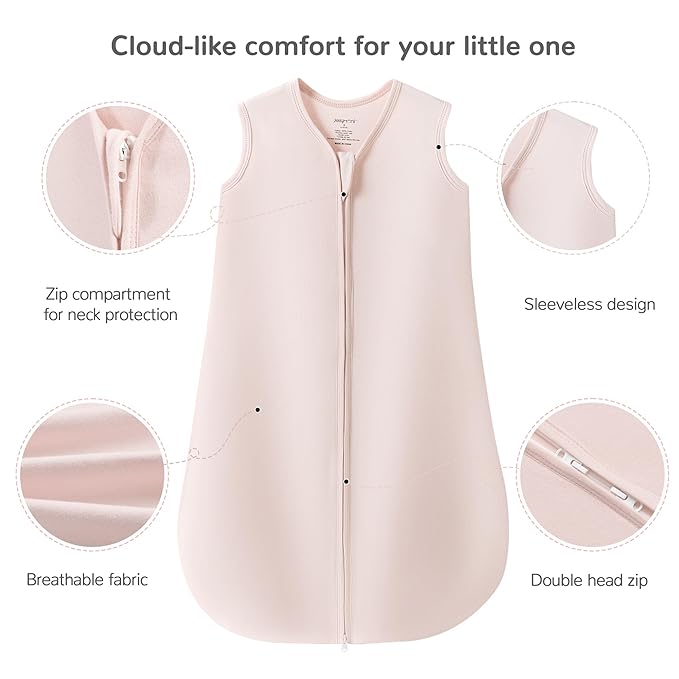 JELLYMONI Baby Sleep Sack 6-12 Months 100% Cotton Wearable Blanket, 0.5 TOG Soft Lightweight Toddler Sleeping Sack 3 Pack 2-Way Zipper Newborn Sleep Sacks