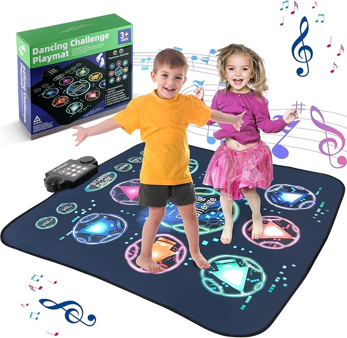 Dance Mat, Electronic Dance Mixer Rhythm Step PlayMat,Dance pad Game Toy for Girls Boys,Christmas/Festival/Birthday Gift for Kids, Built-in Music,24 Challenge Levels,Age 3-4 6 7 8 9 10 11 12+ Year Old