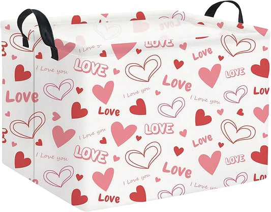 HIYAGON Rectangular Valentines Gift Basket - Pink Love Room Decor