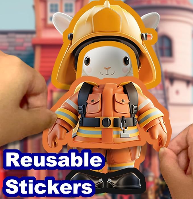 Dino Fun Animal Dress-up Sticker Book for Kids, Reusable Sticker Book for Toddlers 2-4 Years,12 Animals+Over 200 Cloths & Accessories,Sticker Dress up - Removable Sticker Activity Book for Girls