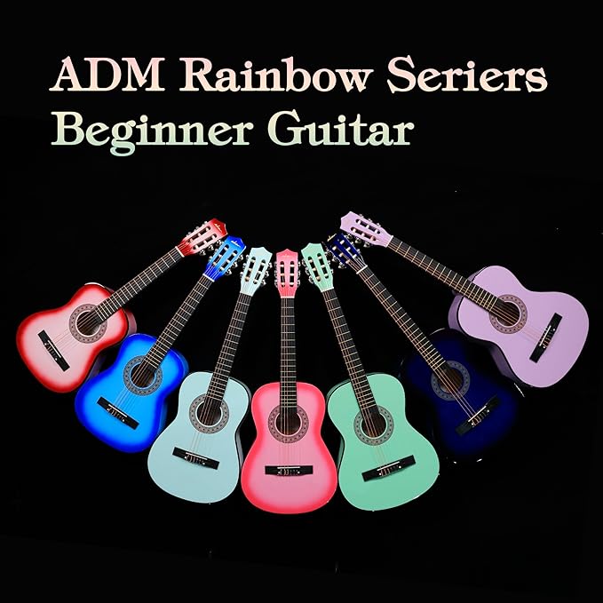ADM Beginner Acoustic Classical Guitar 38 Inch Nylon Strings Wooden Guitar Bundle Kit for Kid Boy Girl Student Youth Guitarra Online Lessons with Gig Bag, Strap, Tuner, Strings, Blue