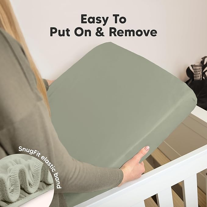 KeaBabies 2-Pack Organic Crib Sheets for Boys, Girls - 52x28 Fitted Crib Mattress Sheet Neutral, Breathable Jersey Cotton Cover for Baby Bed, Toddler Mattress, Soft & Cute Prints (Lichen)