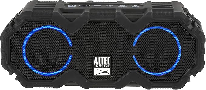 Altec Lansing LifeJacket Mini - Waterproof Bluetooth Speaker with Lights, Portable Wireless Speaker for Pool, Beach, Hiking, Sports, Camping, 16 Hour Playtime, Floats in Water