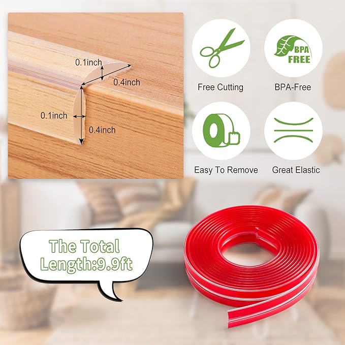Baby Proofing Corner Protector Baby: Table Corner Protectors for Baby Furniture Guards| Baby Proof Corners and Edges Safety Bumper for Baby| Corner Edge Bumper Guard for Furniture Fireplace, 9.9ft(3m)