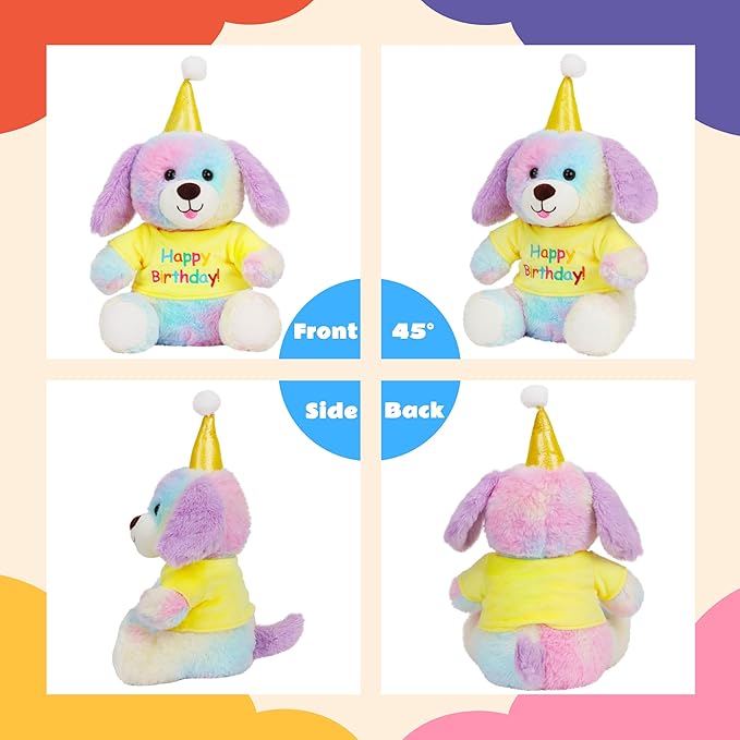 Cuteoy Happy Birthday Dog Musical Stuffed Animal Shaking Singing Dancing Plush Puppy Toy Electric Interactive Animated Plushies Gifts for Kids Girls Boys