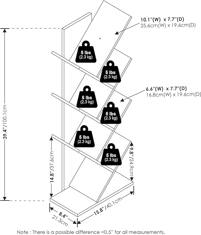Furinno Tree Bookshelf 7-Tier Floor Standing Tree Bookcase, Amber Pine