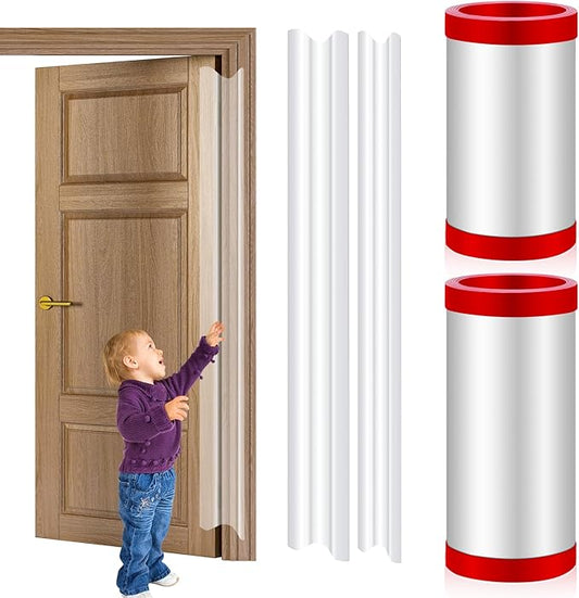 Finger Pinch Door Guard - Child Door Protector & Baby Proofing - 2 PCS Door Jam Shield Hinge Cover for 90 & 180 Degree Door Frames & Gates