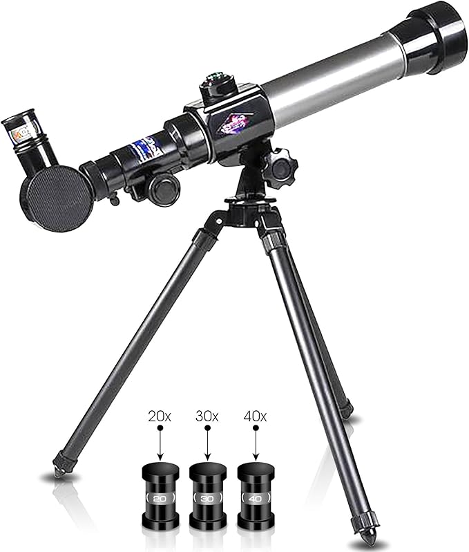 ArtCreativity Telescope for Starters - Includes Tripod Stand and 20x, 30x, 40x Eyepieces - Expensive Birthday Gifts for Kids Ages 3+