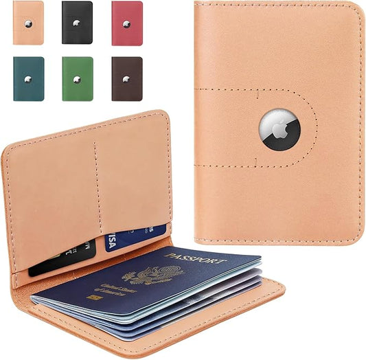 ALLIVE Passport Holder for Travel, Genuine Leather Passport Holder with Airtag Women Men,Travel Must Haves Airport Essentials, Passport Cover Travel Gifts Beige