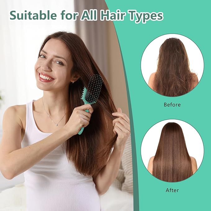 Curl Defining Brush, Curly Hair Brush, Slick Back Hair Brush, For Combing and Shaping Curls in All Hairstyles to Reduce Pulling (Green)
