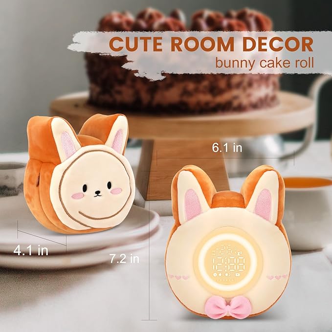 QANYI Bunny Night Light for Kids - Soft Plush Toy with Bunny Alarm Clock, Sleep Light for Bedroom, Gifting, Christmas, New Year