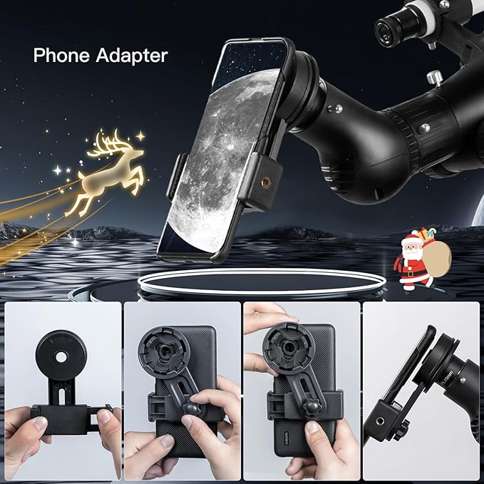 FREE SOLDIER Telescope 70mm Aperture 500mm Refractor Telescope for Adults High Powered - Professional Astronomical Refracting Telescope for Adults Beginners with Phone Adapter and Carry Bag White