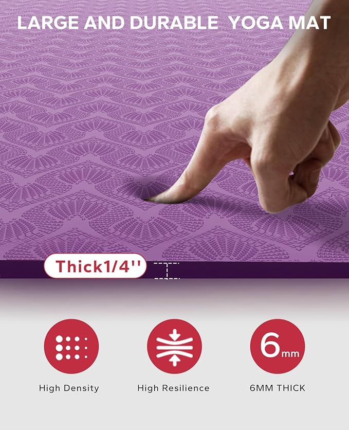 HAPBEAR Extra Large Yoga Mat - 72"x48"/78"x54", 1/4" & 1/3" Thick, Non-Slip, Durable, Eco-Friendly, Wide Exercise Mat for Home Workouts, Yoga, Pilates, Stretching, Meditation (Barefoot Exercise)