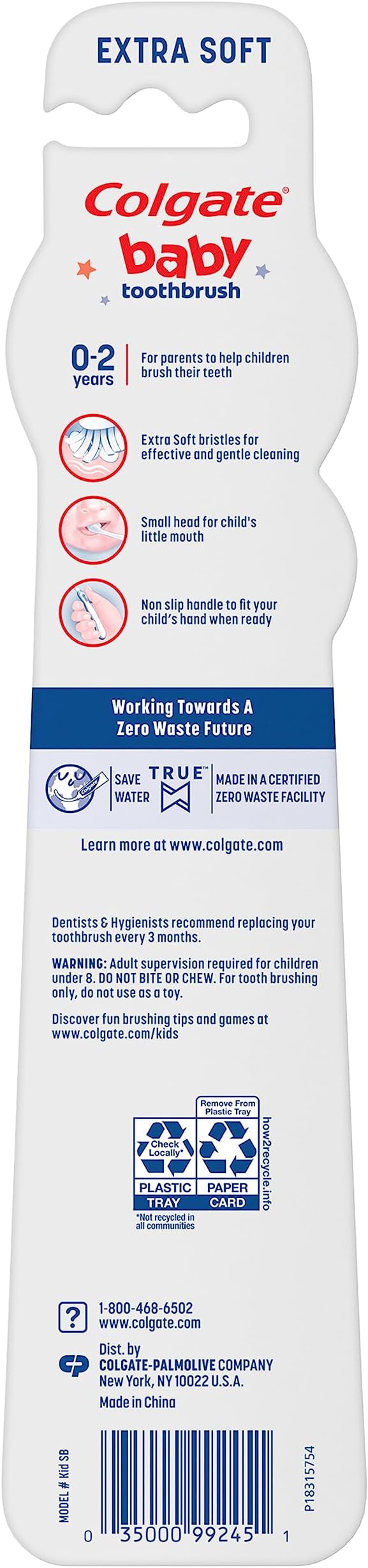 Colgate My First Baby and Toddler Toothbrush, Extra Soft Infant Training Toothbrush, Ages 0-2, 6 Count