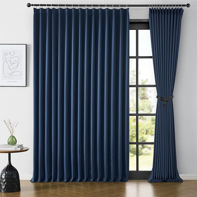 Extra Wide Width Patio Sliding Door Curtains 90 Inces Long 2 Panels, Vertical Blinds for Dining Room with Pinch Pleat Room Divider Curtain Drapes for Living Room French Door(100 x 90 inch Long)