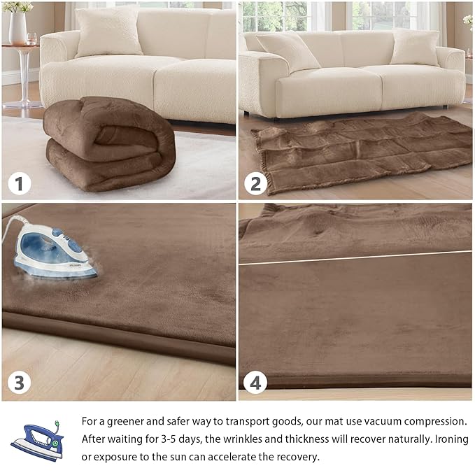 Baby Play Mat for Floor Tummy Time Mat Nursery Rug Muscle Mat Area Rug Playroom Rug Tatami Mat 13'1"x6'7" Memory Foam 1.3" Thick Crawling Mat For Babies,Toddlers, Infants, Kids,Floor Mat,Coffee