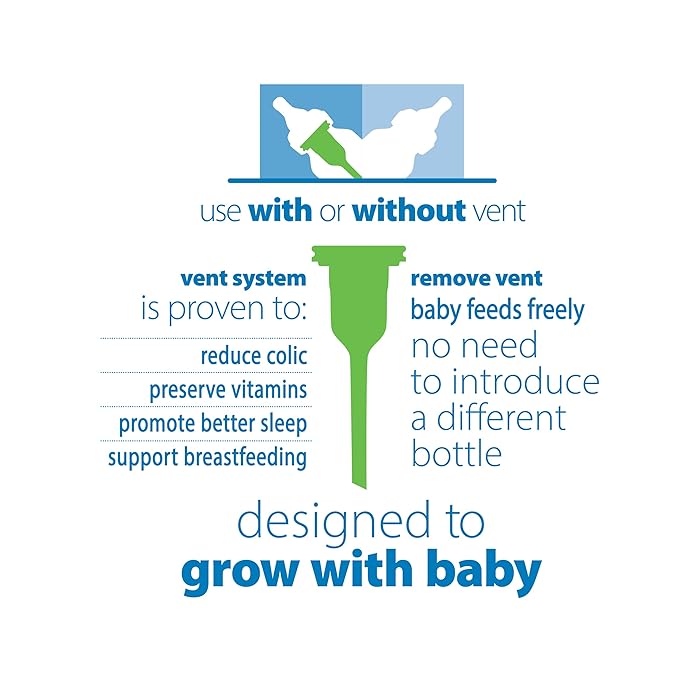 Dr. Brown’s Natural Flow® Anti-Colic Options+™ Narrow Baby Bottles 4 oz/120 mL, with Level 1 Slow Flow Nipple, 3 Pack, 0m+ Blue