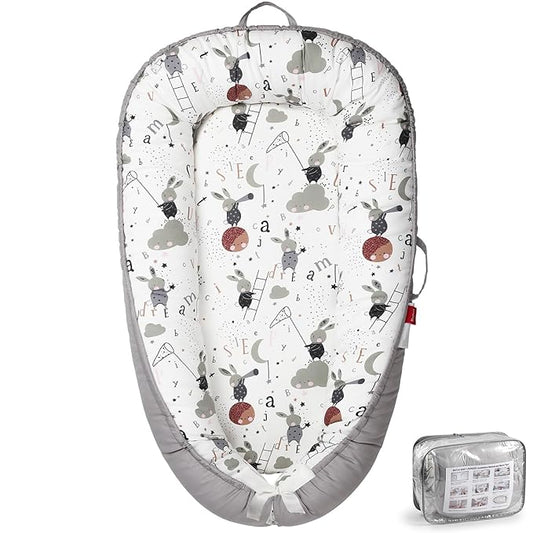 Baby Lounger - Breathable & Soft Baby Nest, Portable and Lightweight Tummy Time Lounger for Home and Travel, Ideal Newborn Babies Essentials Baby Shower Gifts