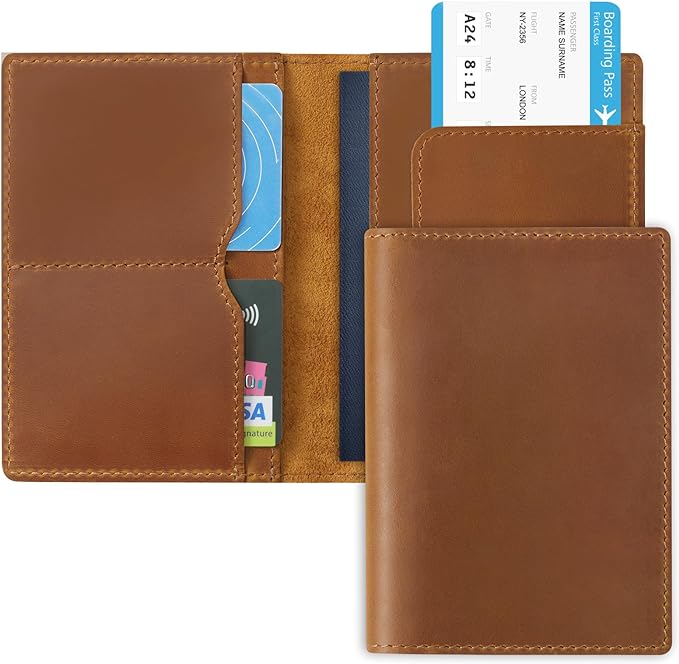 Jack&Chris Leather Passport Holder, Handmade Passport cover, Travel Wallet Cover Case for Men and Women, Leather Travel Documents Organizer Protector, JC107