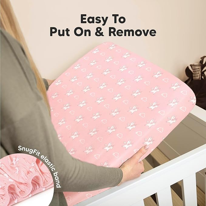 KeaBabies 2-Pack Organic Crib Sheets for Boys, Girls - 52x28 Fitted Crib Mattress Sheet Neutral, Breathable Jersey Cotton Cover for Baby Bed, Toddler Mattress, Soft & Cute Prints (Dreamland)