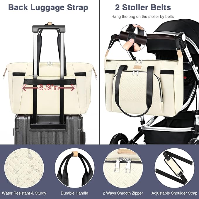 ITIEZY Diaper Bag Tote for Baby - Large Mommy Bag with Portable Changing Pad Pacifier Case, Hospital Bags Travel Baby Bag