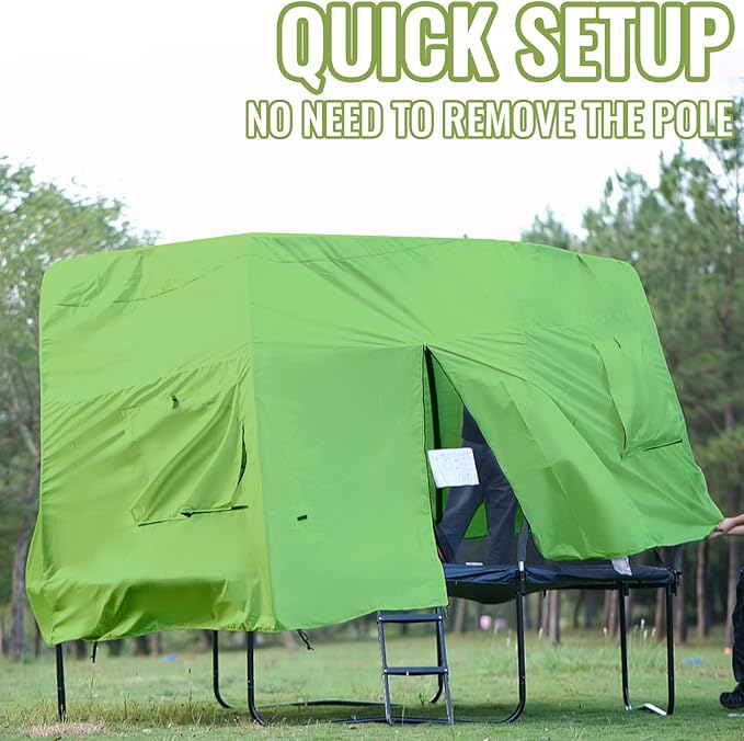 Gardenature 10FT/12FT/14FT Trampoline Tent(Tent Only), Fit Round Trampolines, Shade Cover with LED Light, Outdoor Trampolien Accessories, Anti-Tear, Beige