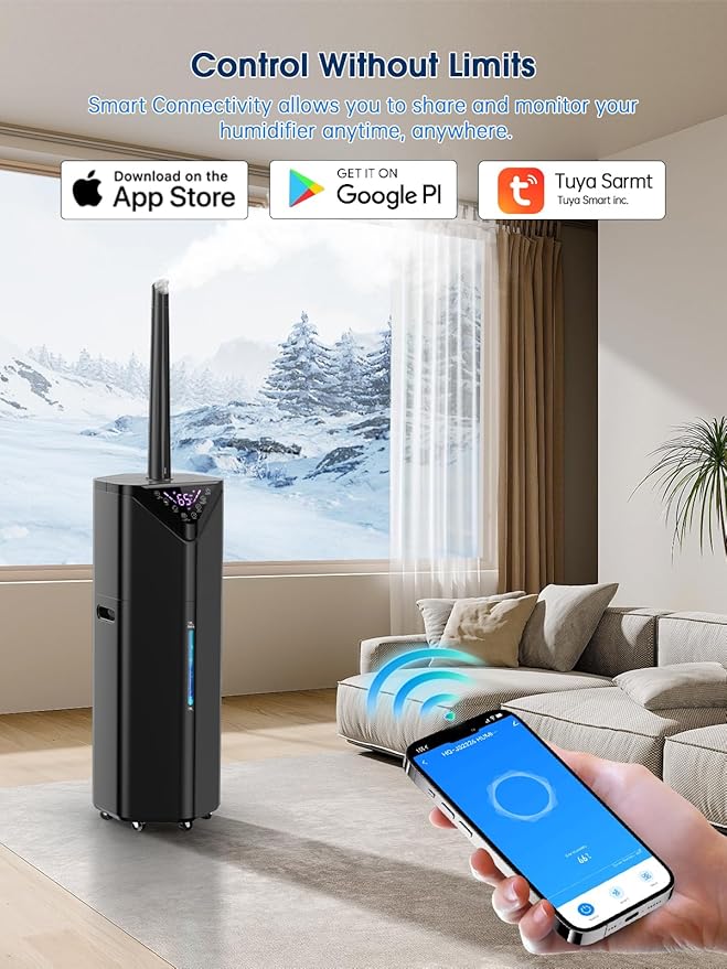 5Gal Humidifiers for Bedroom Large Room 2800 sq ft, 19L Quiet Humidifiers for Large Room, Floor Humidifier with 6 Mist Mode & Auto 180°Mist Tube for Home Whole House School Office Commercial Plants