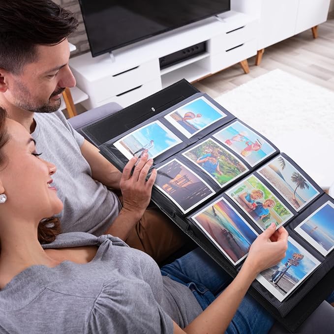 RECUTMS Photo Album 4x6 600 Photos, Large Capacity for Wedding Family Leather Cover Picture Albums Holds 600 Horizontal and Vertical 4x6 Photos (Dark Green)